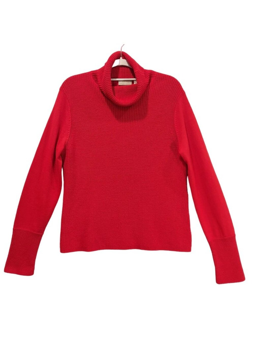 Liz Claiborne Womens L Sweater Bold Red Wool Blend Turtle Neck Office career